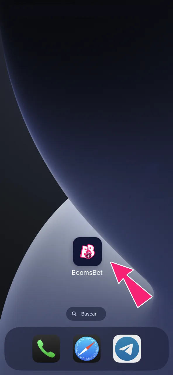 Abre la app instalada e inicia sesión para jugar en BoomsBet.