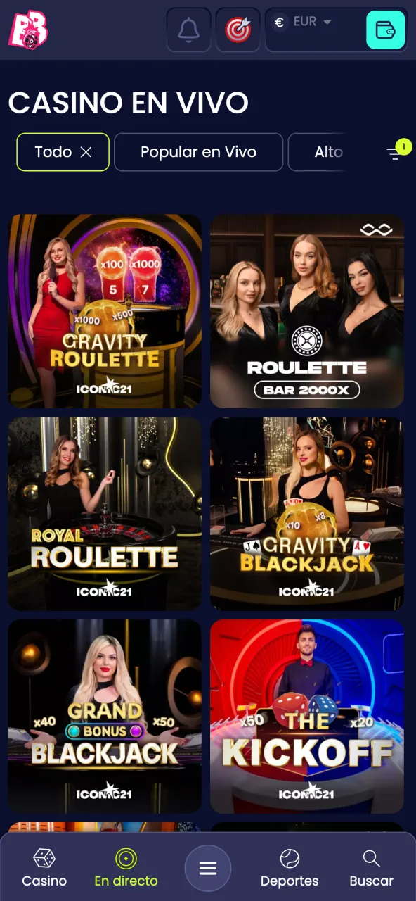 Accede al casino en vivo de BoomsBet y juega con dinero real.