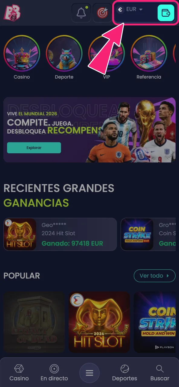 Accede a Caja para controlar tus transacciones dentro de BoomsBet.