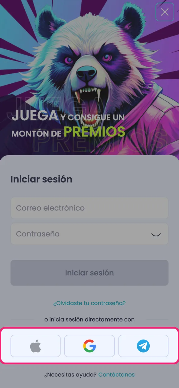 Opta por tu método favorito para entrar en BoomsBet.