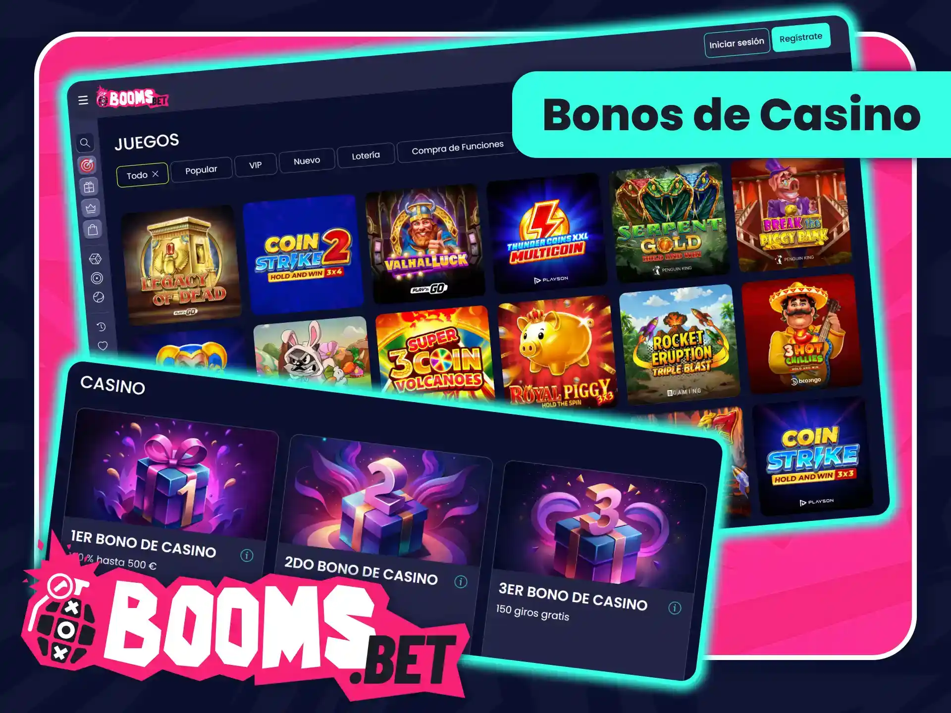 Consigue los excelentes bonos de casino online en BoomsBet oficial.