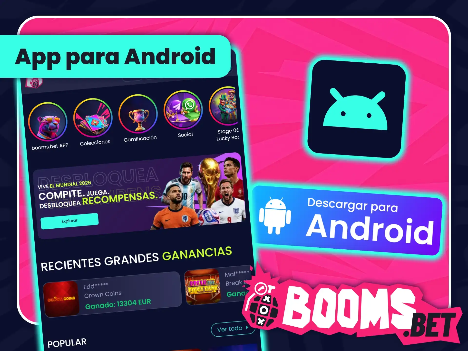 Descarga el archivo APK para Android en BoomsBet oficial España.