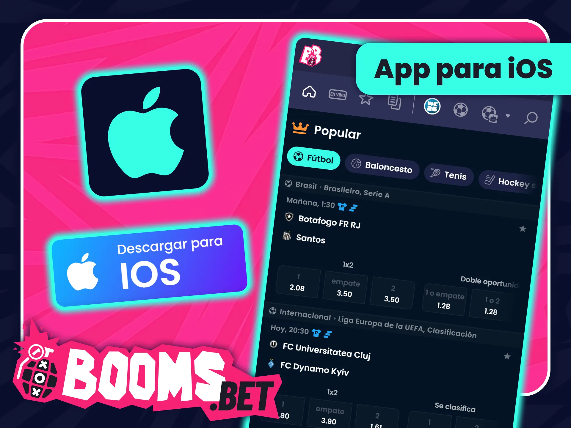 Instala la aplicación móvil para iPhone en BoomsBet oficial España.