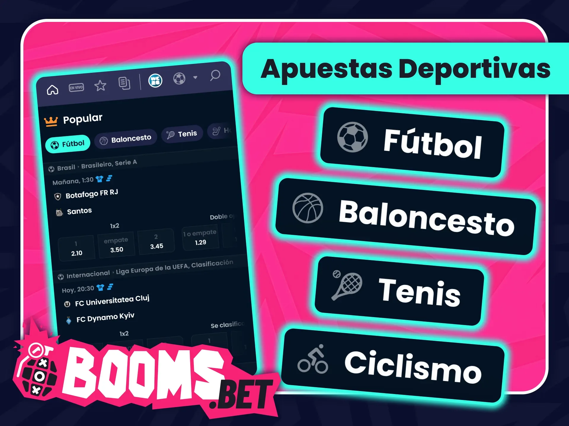 Realiza tus apuestas deportivas con grandes cuotas en BoomsBet oficial.