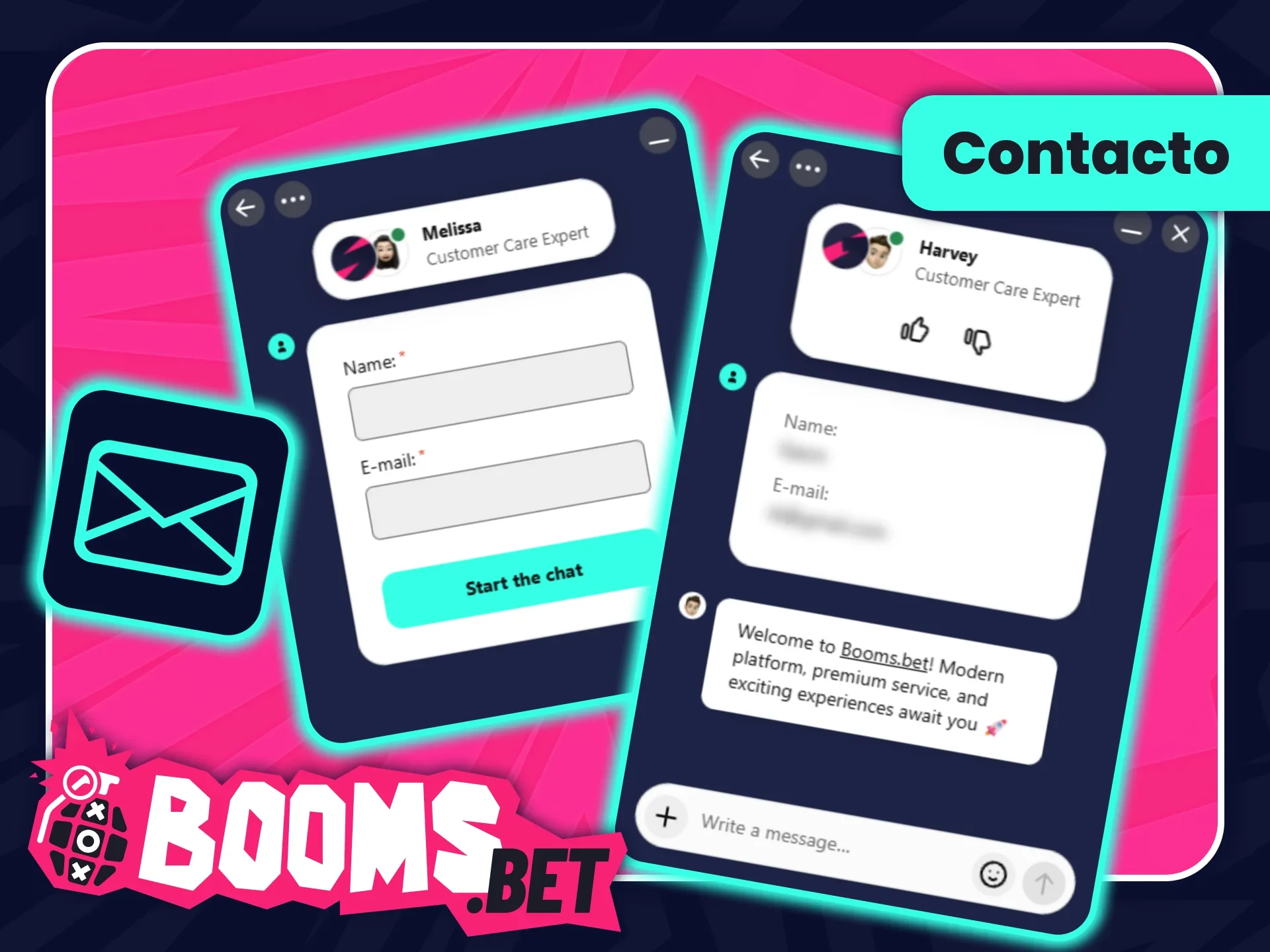Contacta al equipo de soporte al cliente de BoomsBet oficial.