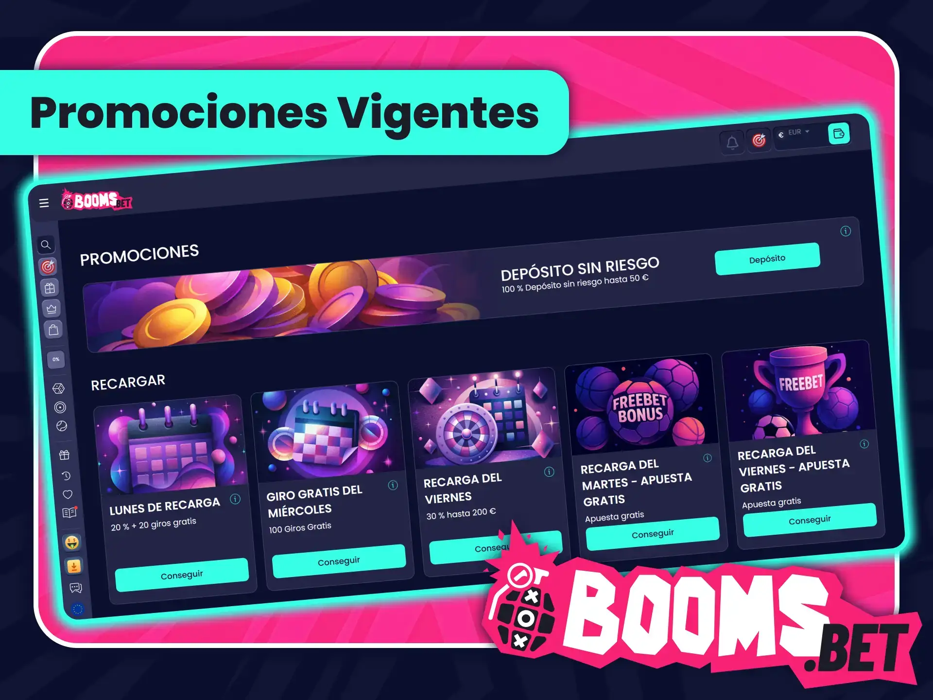 Encuentra todas las promociones activas para España en BoomsBet oficial.