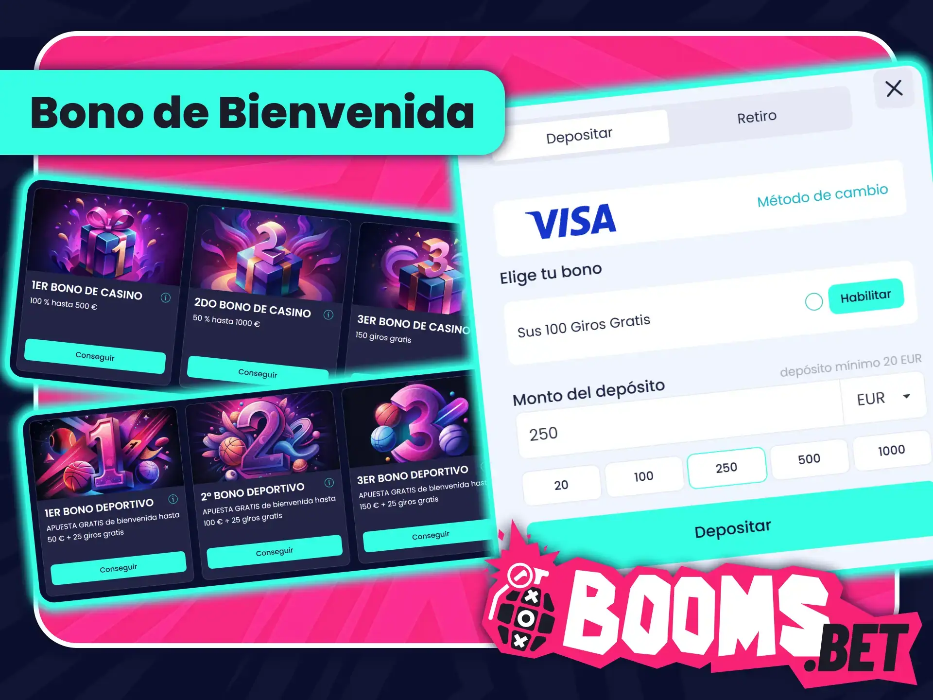 Consigue tu bono de bienvenida exclusivo en BoomsBet oficial España.