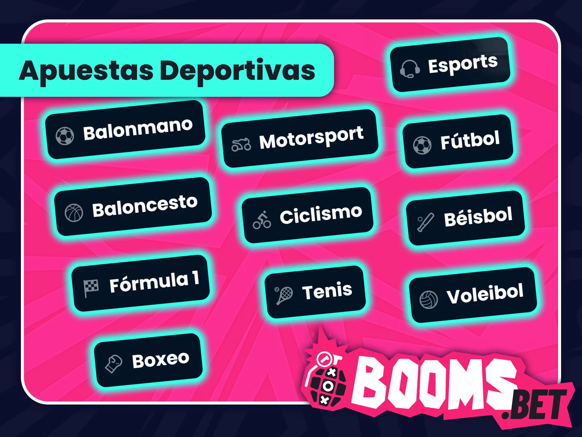 Realiza apuestas deportivas en múltiples disciplinas con BoomsBet oficial.